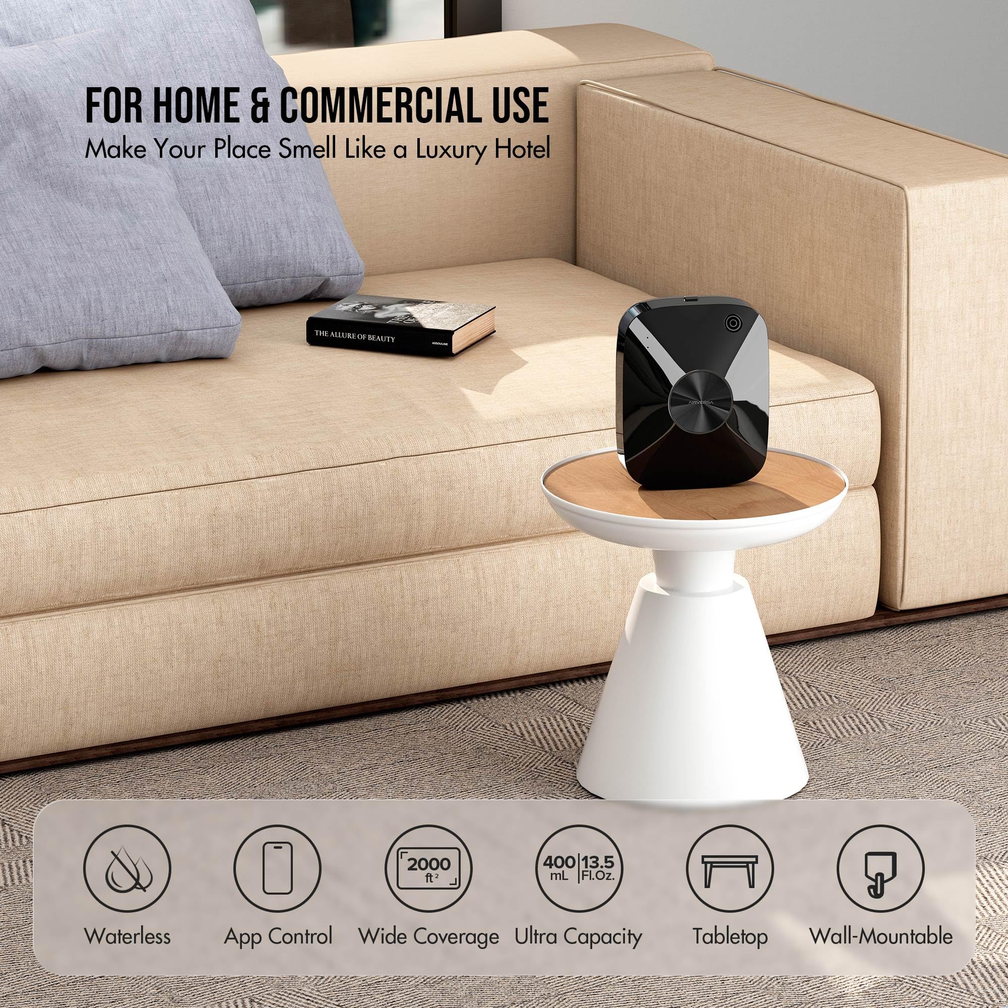 Airversa diffuser wall-mount setup in a modern interior