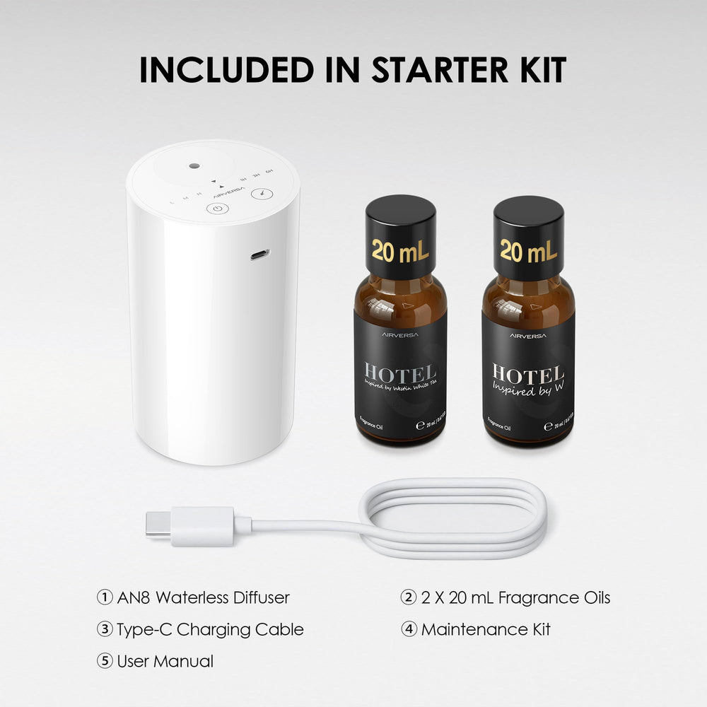 Airversa USB-C recharge for cordless operation during travel.