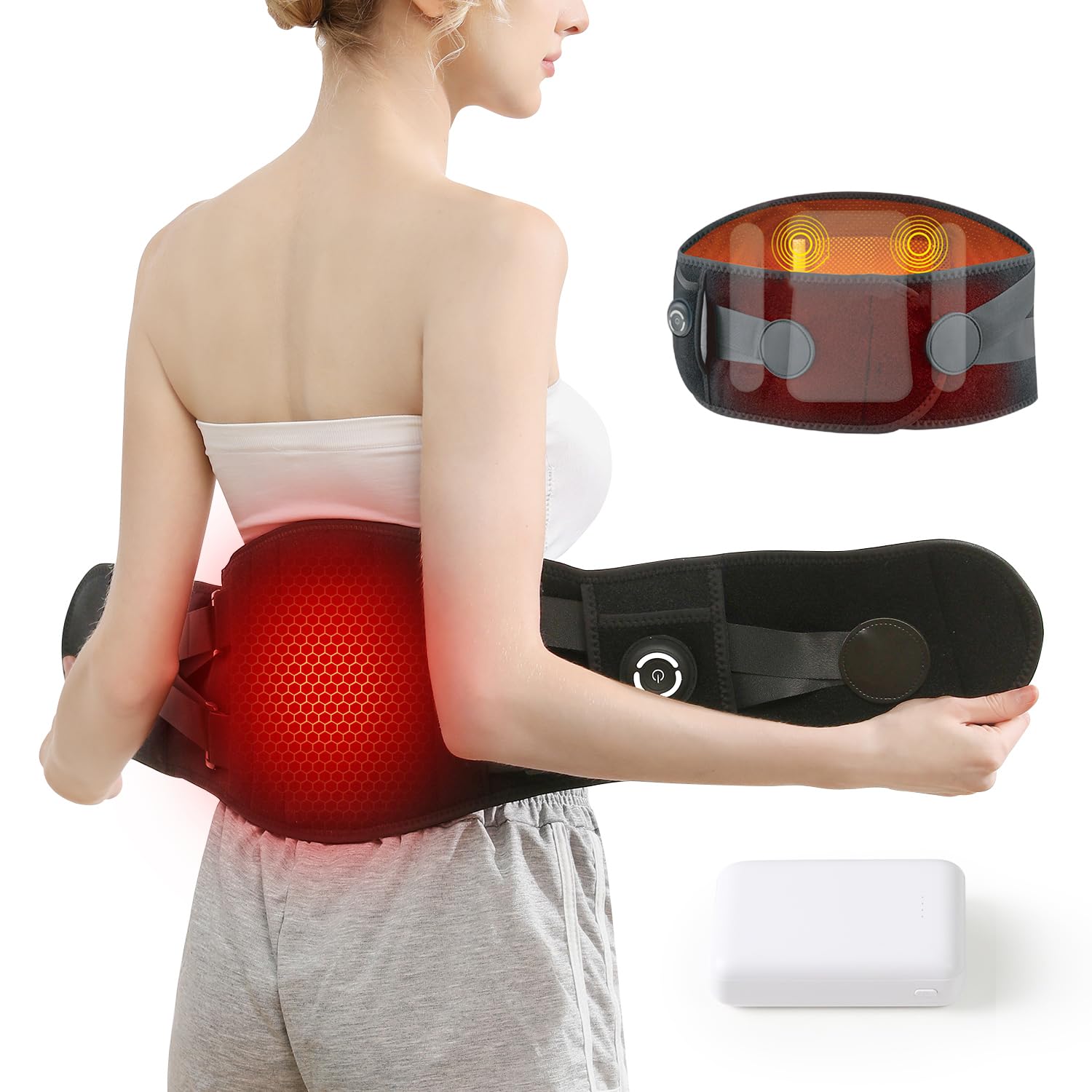 AIYUANQI cordless heating pad back view showing targeted warmth for tense muscles.