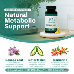 Aja Nutrition Berberine Plus capsules close-up showing 1000mg Berberine HCL per serving.
