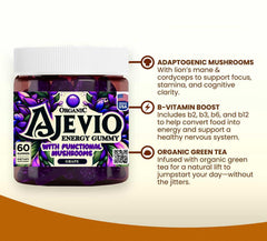 AJEVIO vegan gluten-free non GMO badge reinforces clean ingredients