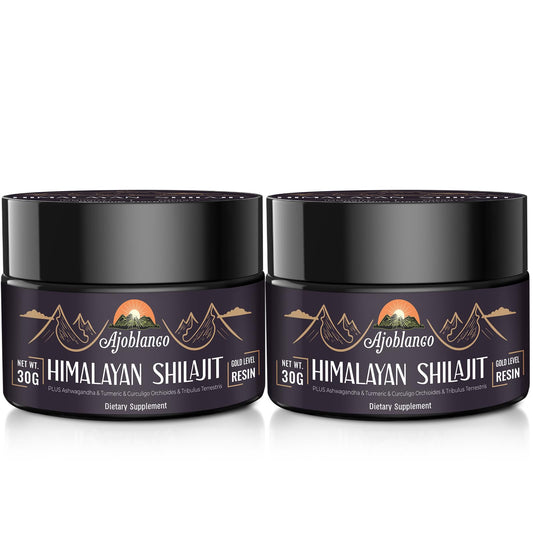 Ajoblanco shilajit resin in amber jar showcases pure quality for daily energy.