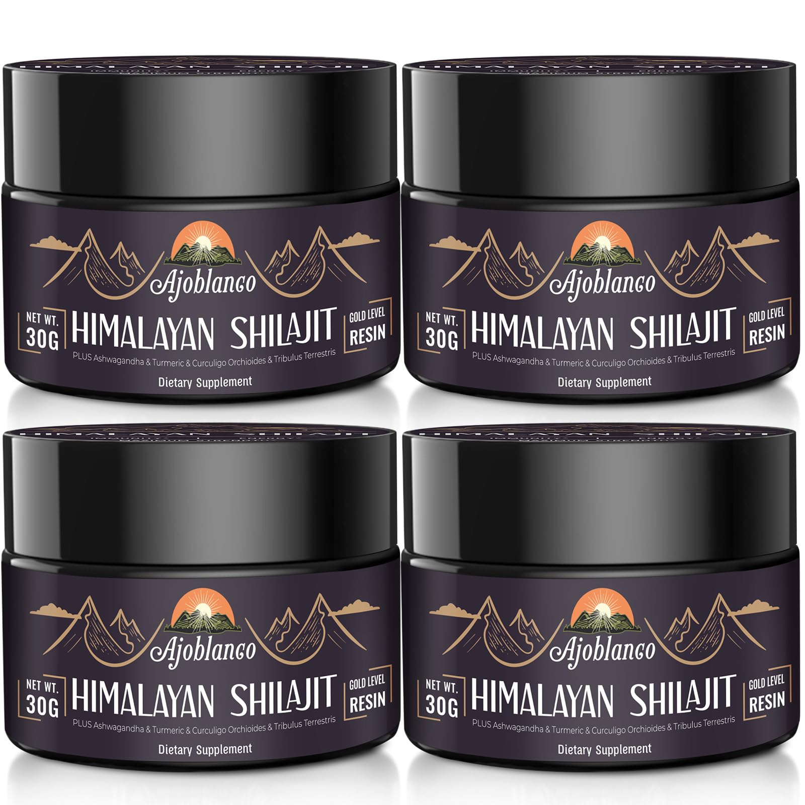 Ajoblanco Shilajit resin jar closeup showing purity for daily energy support.