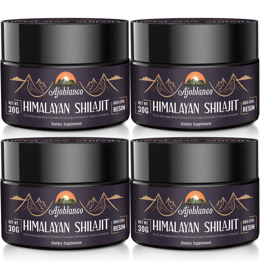 Ajoblanco Shilajit resin jar closeup showing purity for daily energy support.