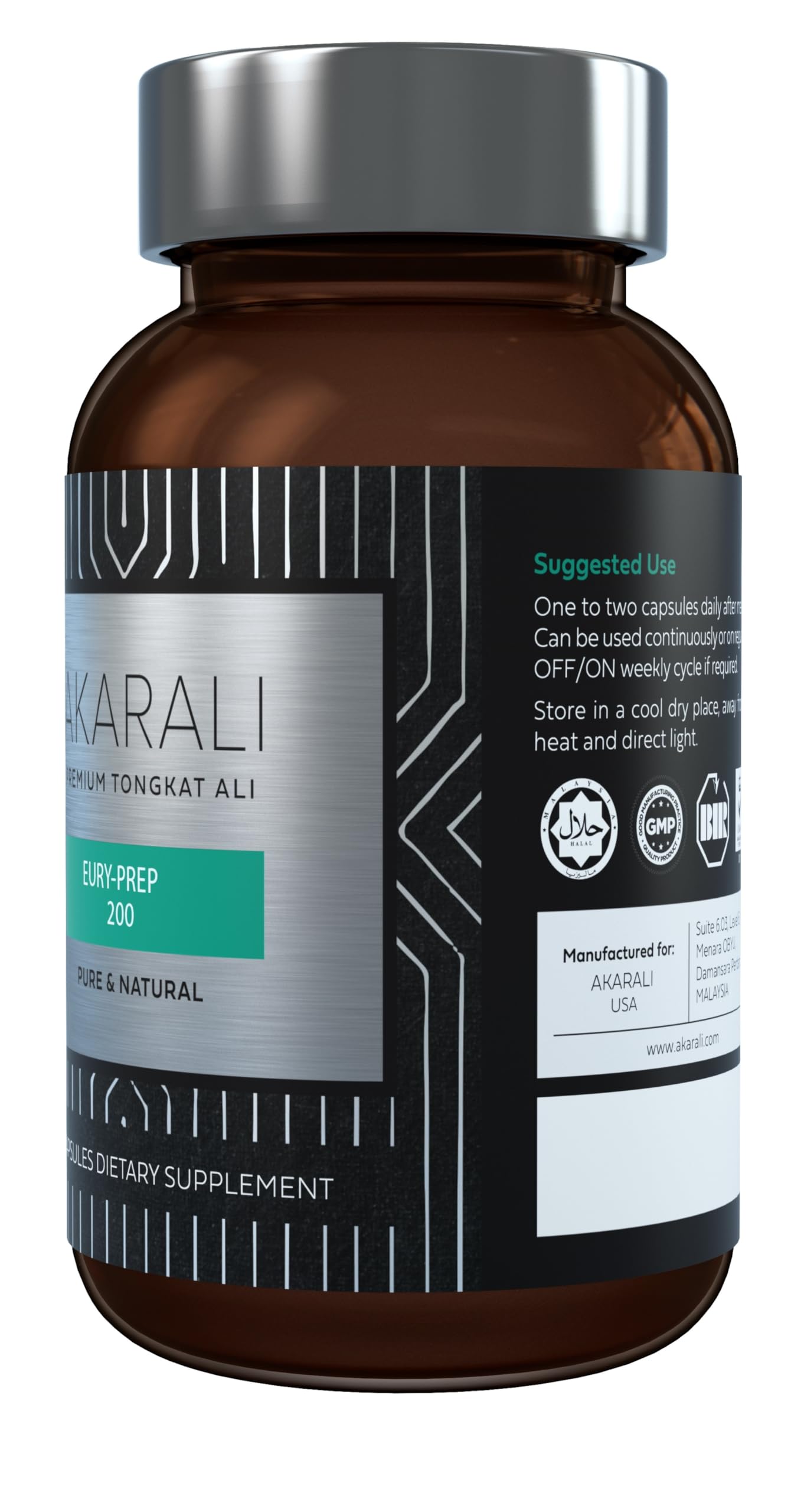 AKARALI Tongkat Ali ingredients chart closeup illustrating freeze-dried technology.