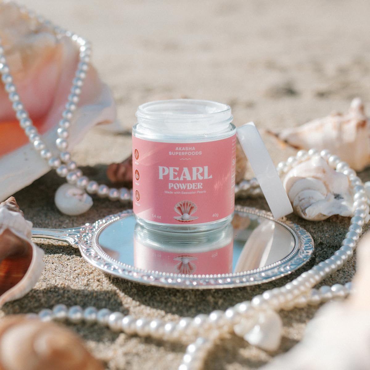 Akasha Pearl Powder mixed into tea or smoothies for mineral support