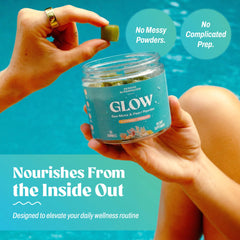 Gummies at a desk, convenient daily routine with Akasha Sea Moss Glow Gummies