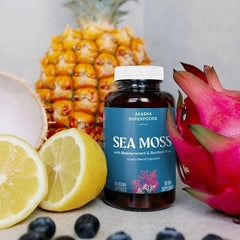 Close-up of sea moss capsules showing smooth texture and ease of daily use