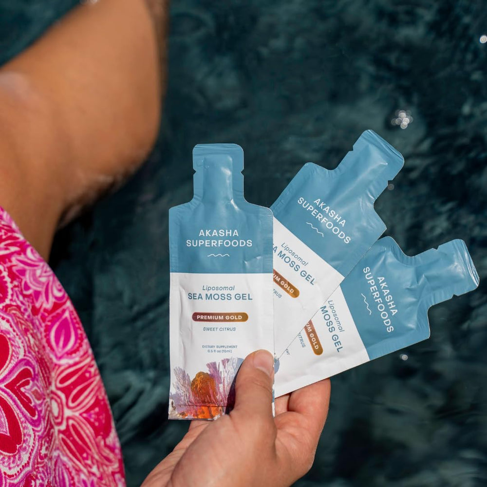 Label shows Akasha Superfoods organic Irish Sea Moss with Vitamin E