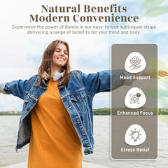 Sublingual strip dissolving under the tongue for rapid absorption and focus.