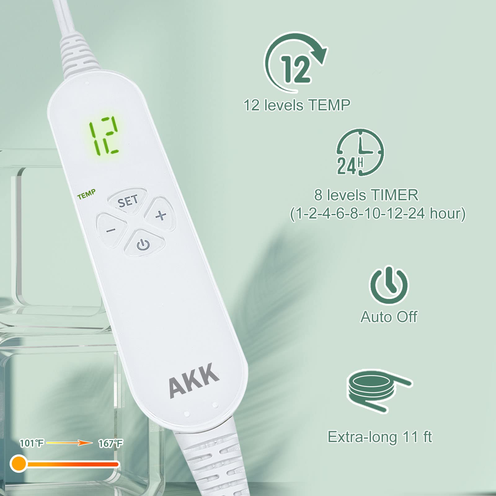 AKK jade-stone heating pad neck-shoulders with soft microfiber side