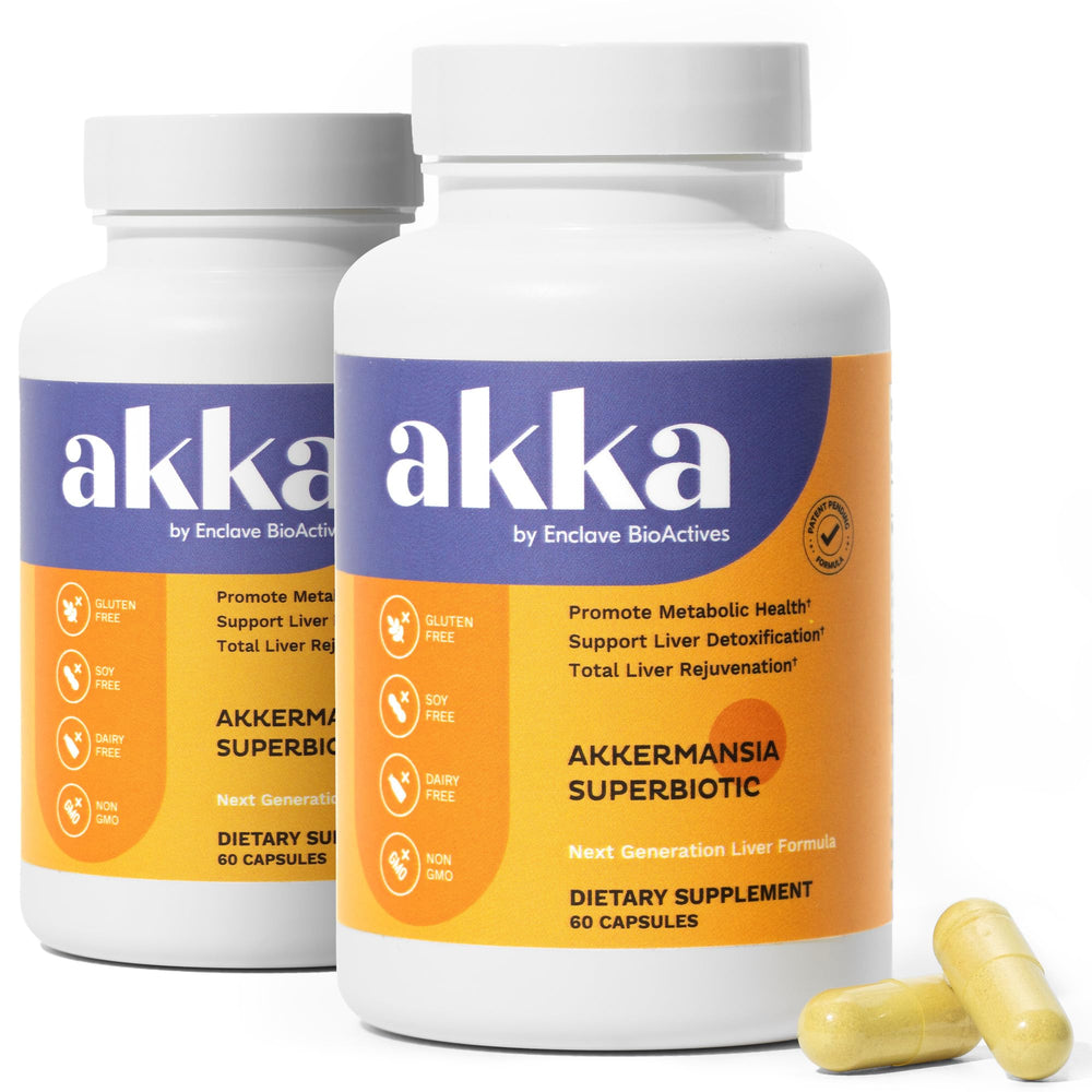 AKKA 2-pack liver cleanse bottle front shows convenient detox support for daily energy.