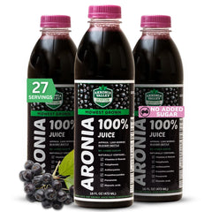 Akronia Valley Aronia Juice bottle front view highlighting 100% pure formula.