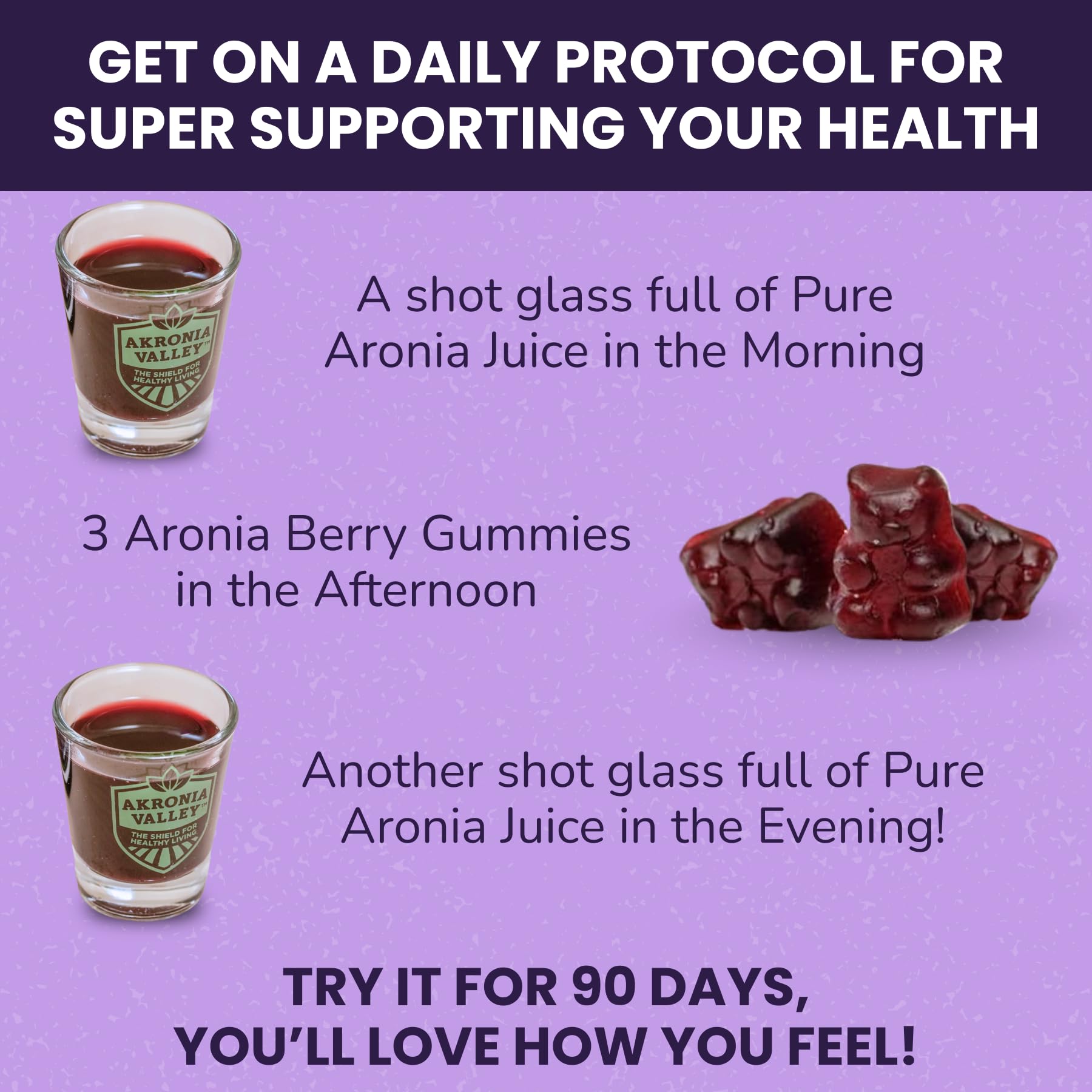 USA-grown Akronia Valley Aronia juice bottle showcases local production.