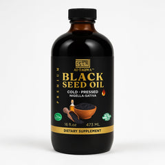AL-TAQWA Black Seed Oil bottle in amber glass ideal for daily vitality.