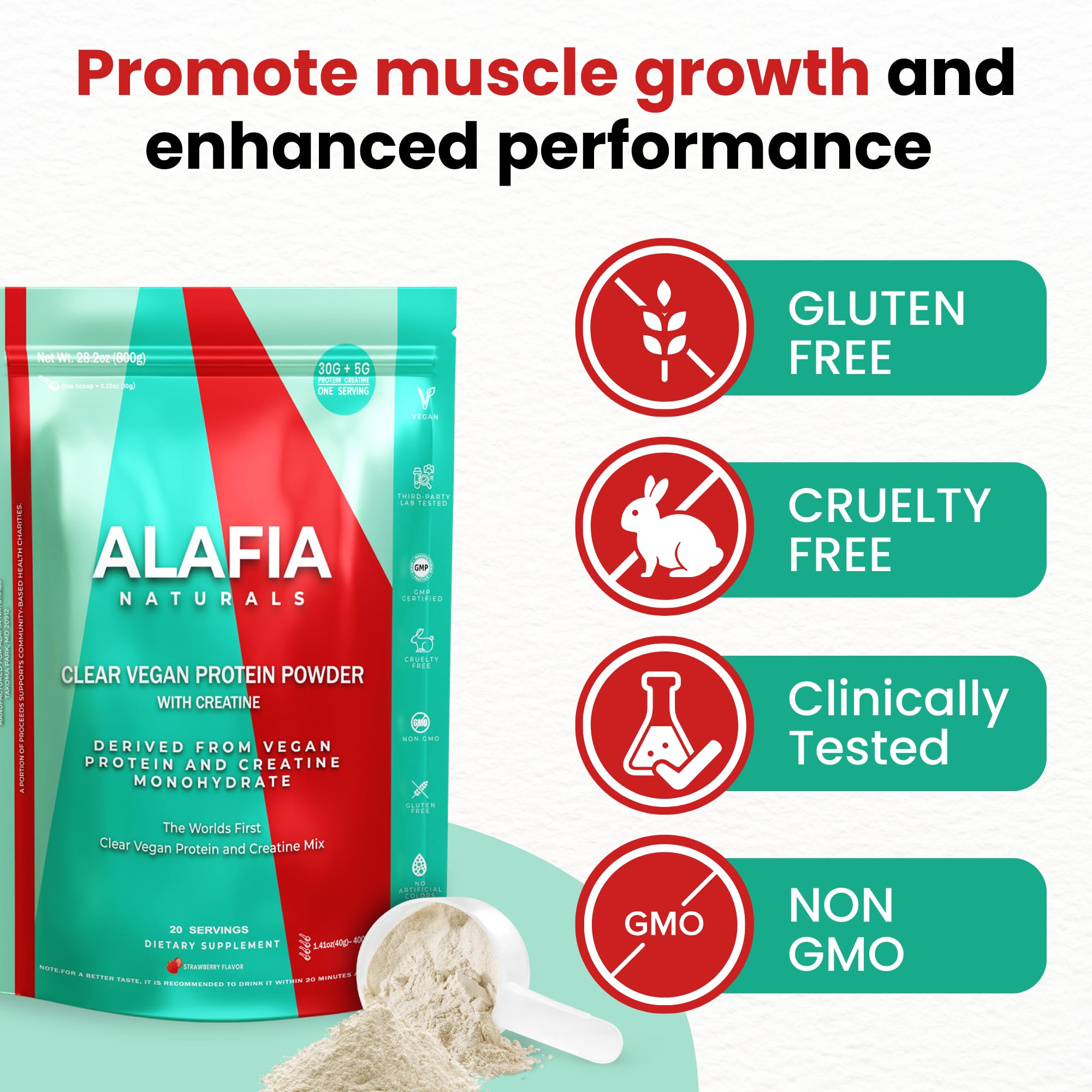 Alafia Naturals clear vegan protein tub beside sunny outdoor workout.