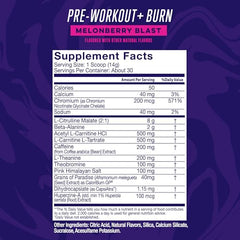 Scoop of Alani Nu Pre-Workout Burn Melonberry powder ready to mix for workouts.