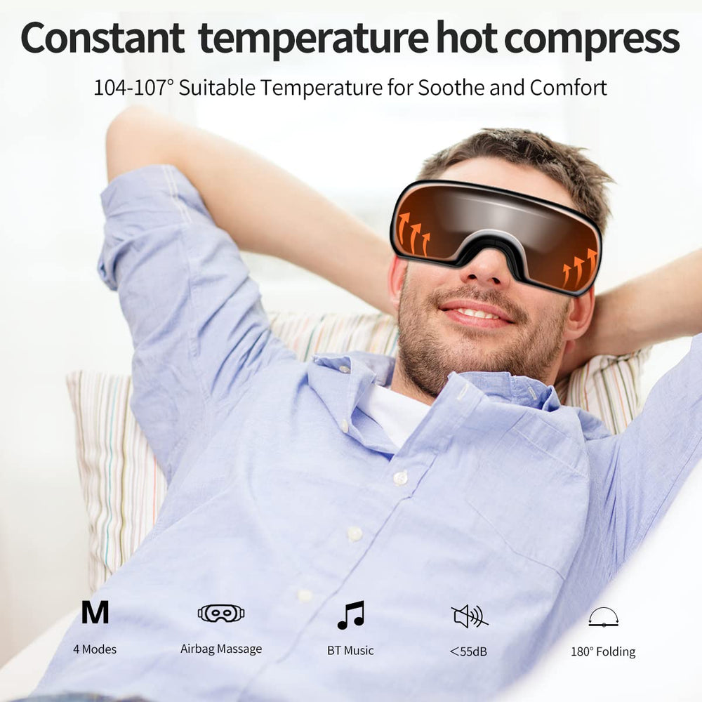 Built-in heat pads provide warm compression across the eye area.