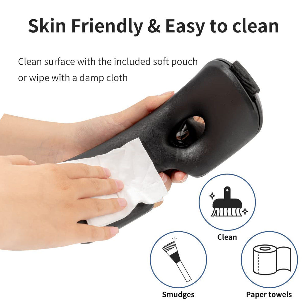 Compact, portable battery-powered massager for on-the-go use.