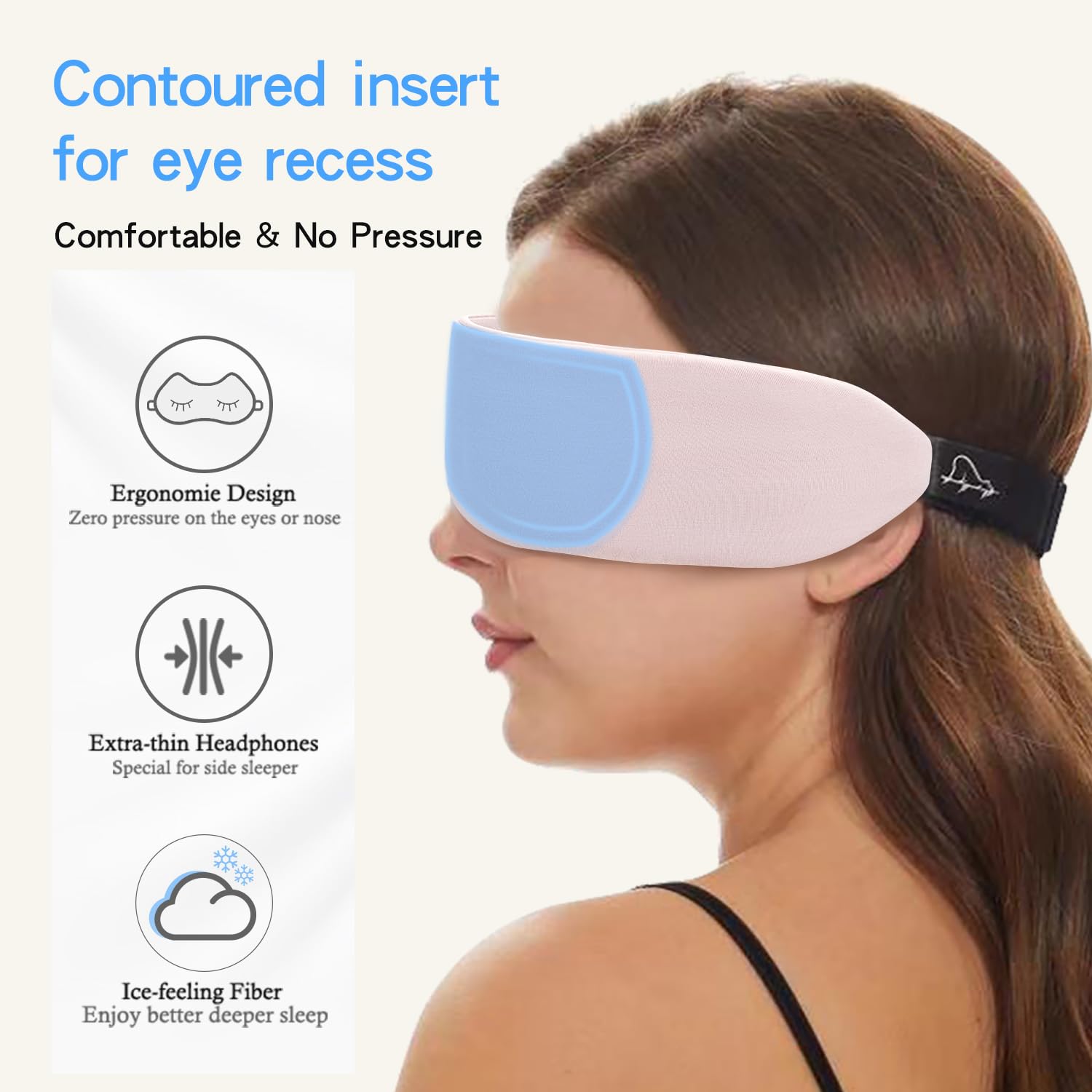 ALASKA BEAR Sleep Headband pink side-fit demonstrates secure comfort