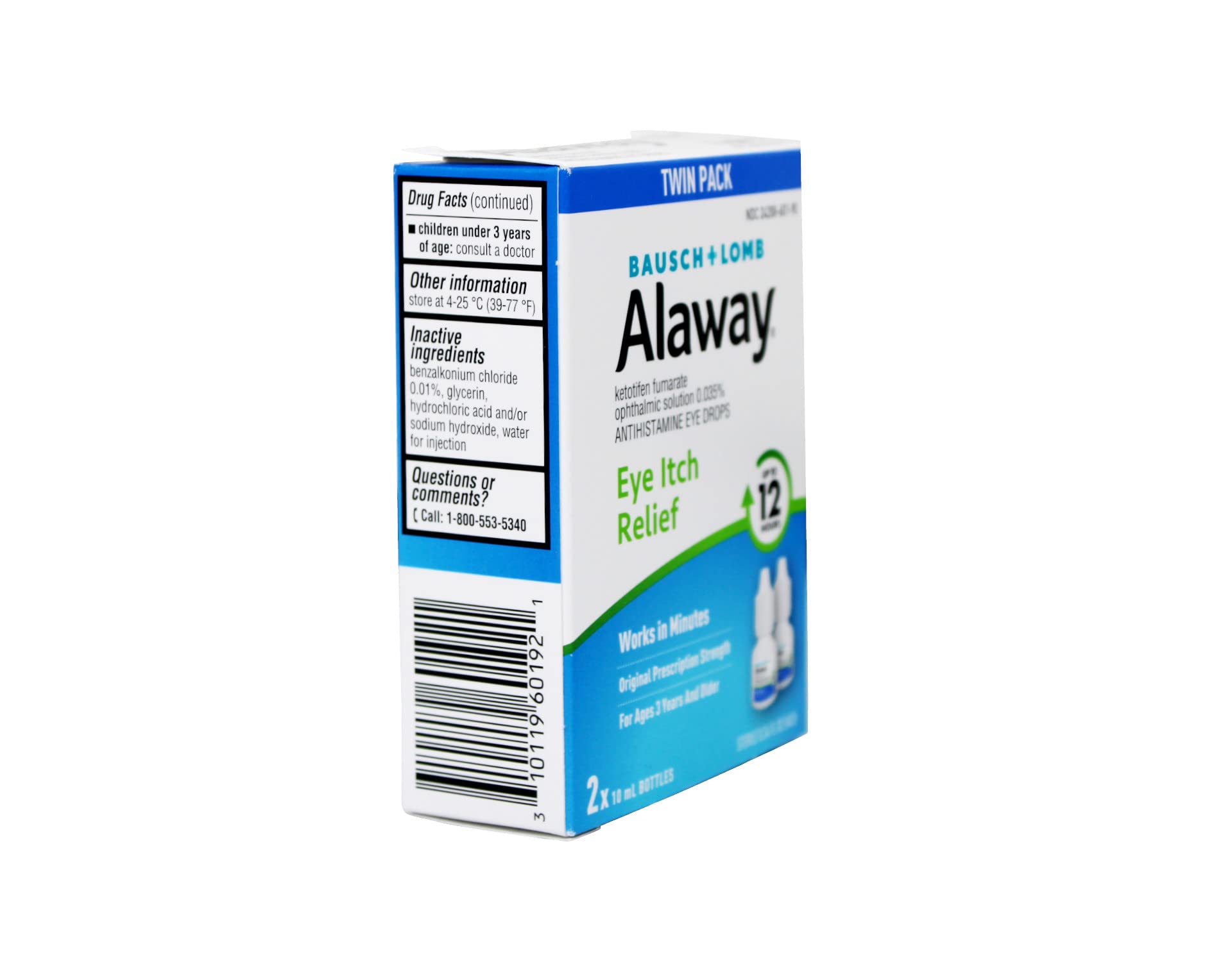 Alaway eye drops side view showing bottle design