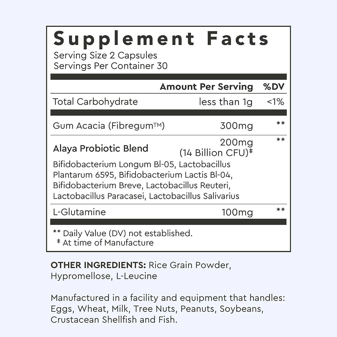 Alaya Naturals Advanced Synbiotic Sunfiber imagery highlights natural prebiotic source.