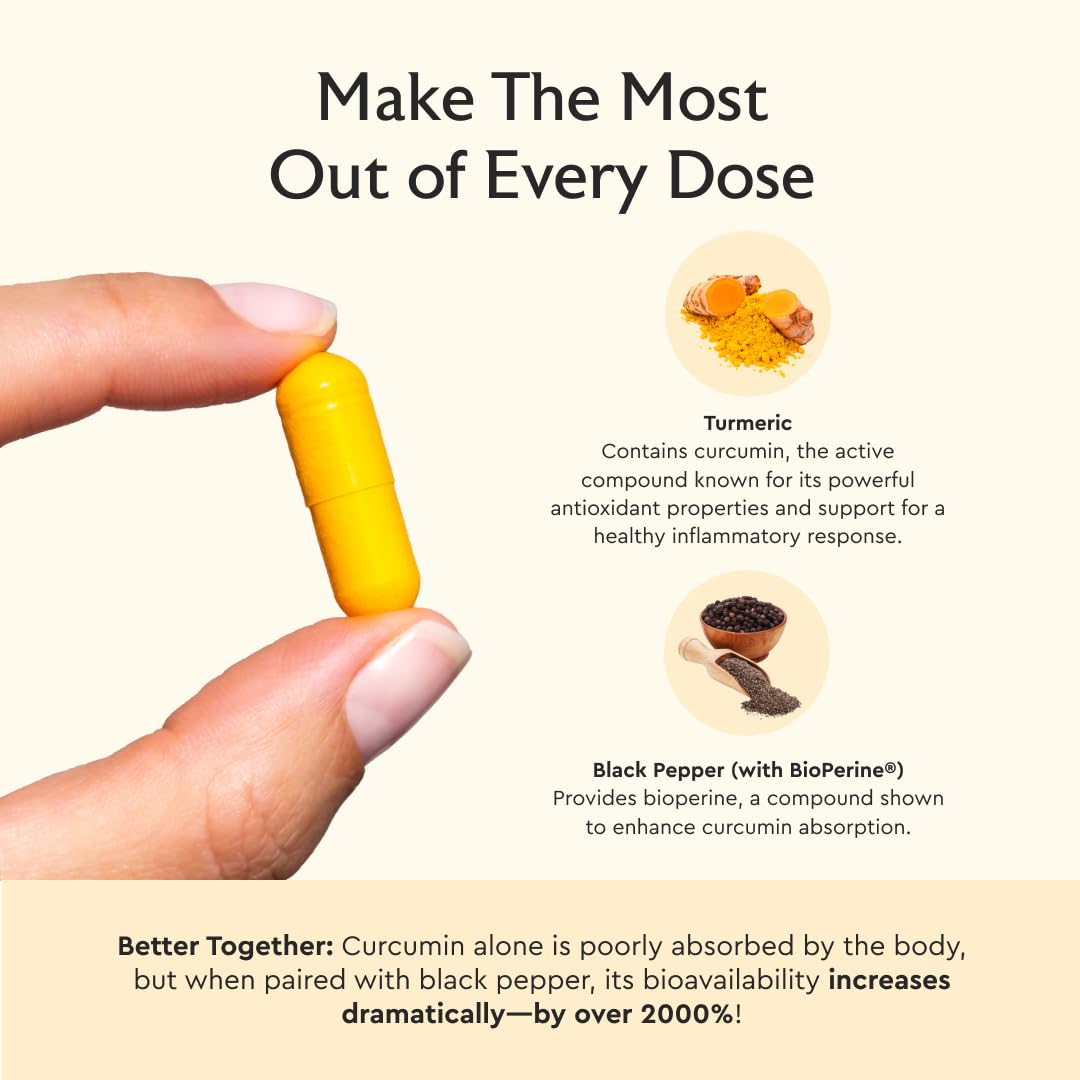 Pouring Alaya Naturals turmeric capsules from the bottle for daily use