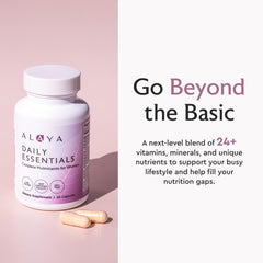 Alaya Naturals Daily Essentials capsules close-up highlighting high absorption.