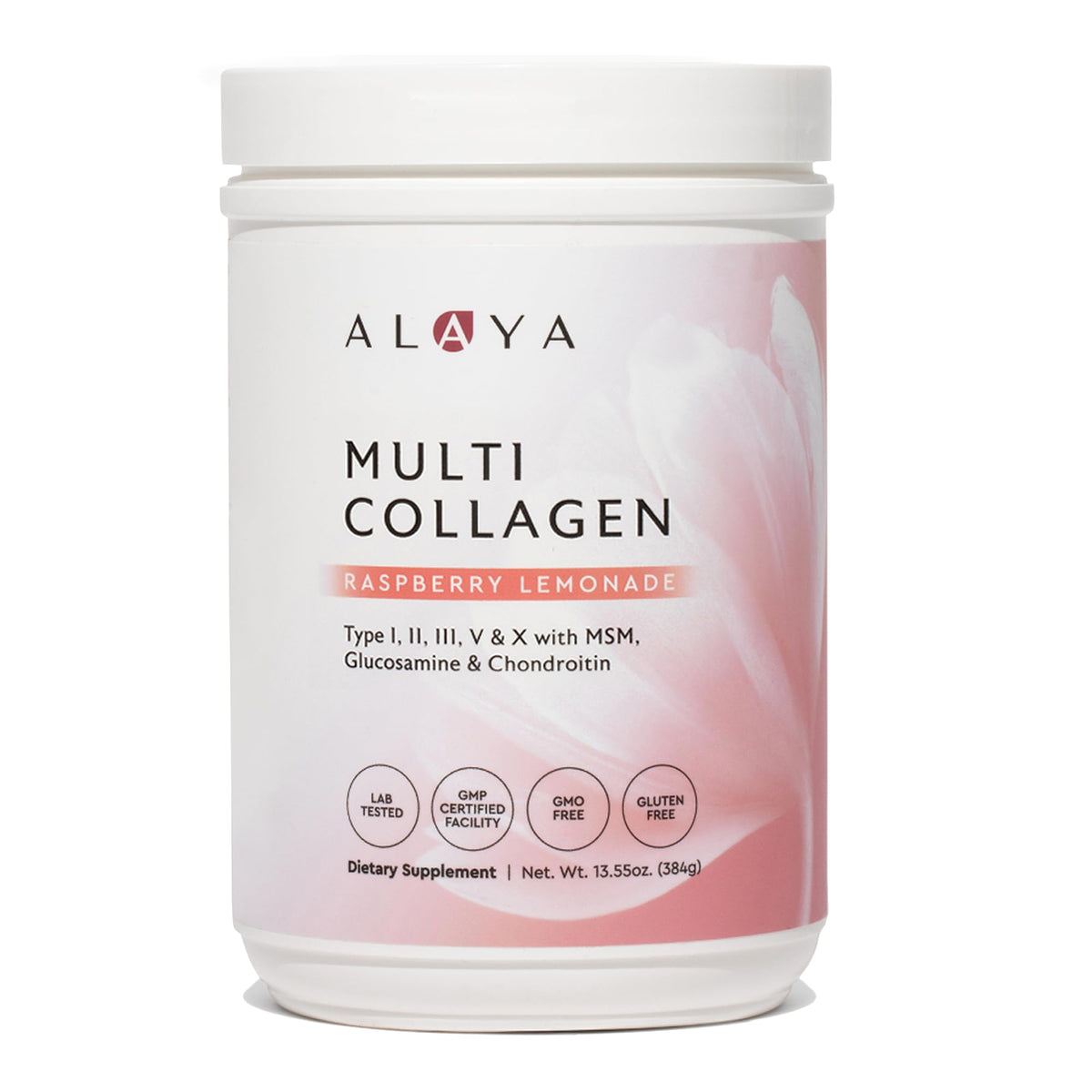 Alaya Naturals Multi Collagen bottle front with skin-supporting benefits.