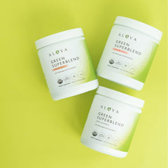 Alaya Naturals Organic Super Greens Powder package front, premium organic promise.