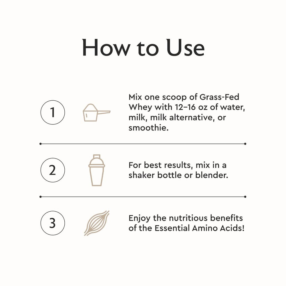 Alaya Naturals smoothie-ready whey bottle beside glass highlights versatile daily use