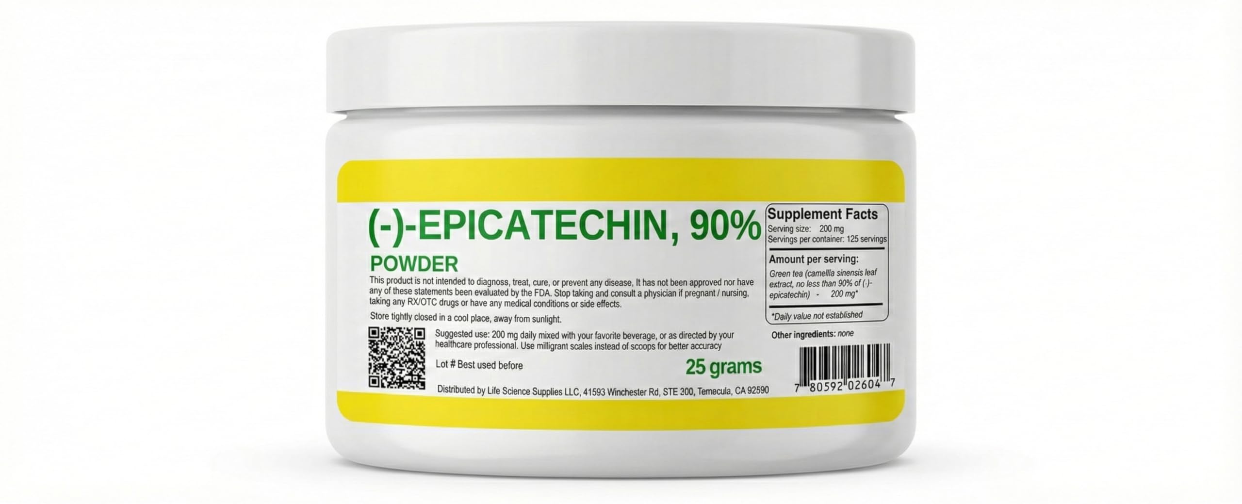 Albochemicals Epicatechin 90% powder bottle close-up for daily wellness.