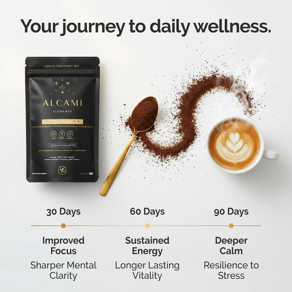 alcami elements Mushroom Espresso Coffee cup steaming for smooth focus