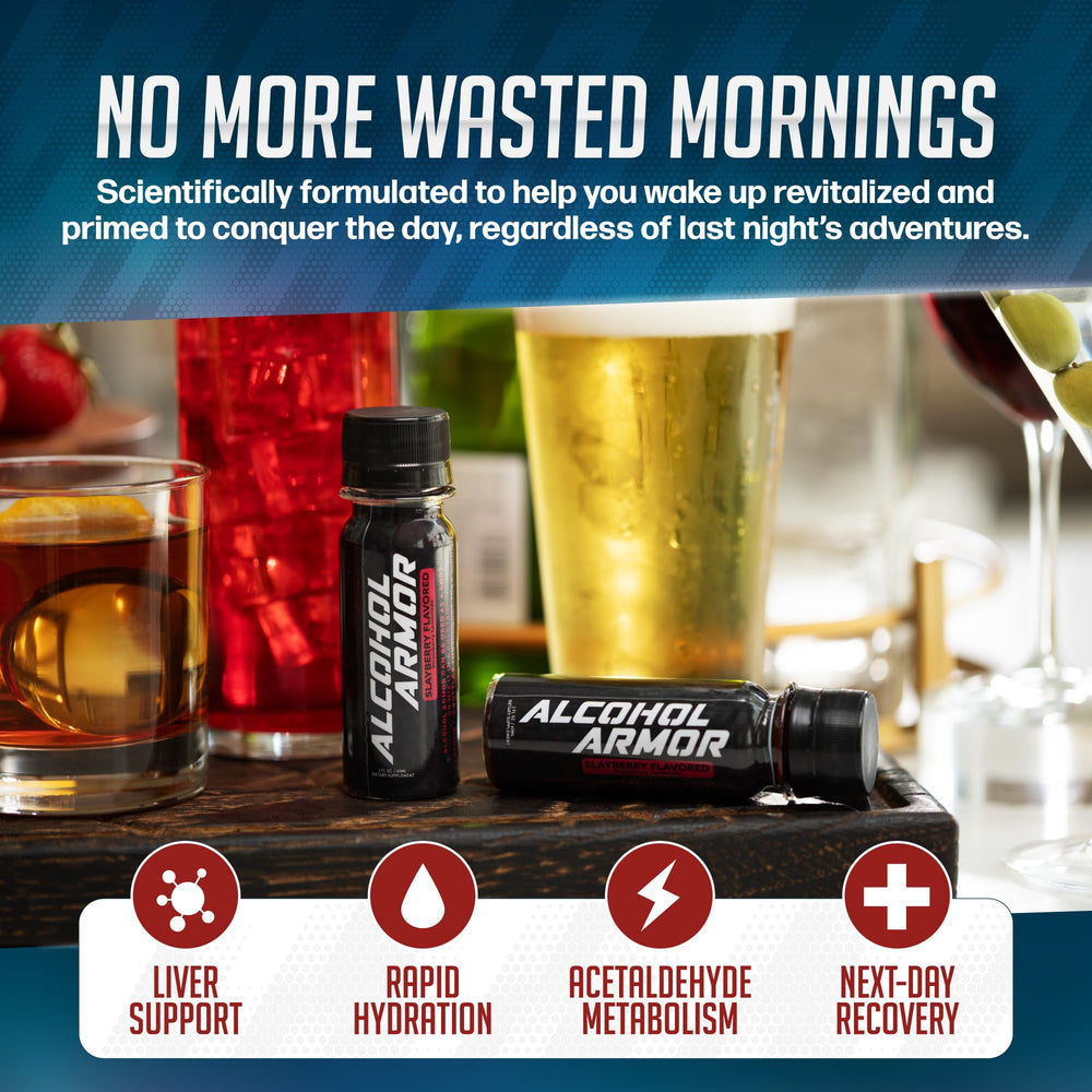Alcohol Armor Recovery Shot being poured into a glass for simple use.