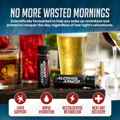 Alcohol Armor Recovery Shot being poured into a glass for simple use.
