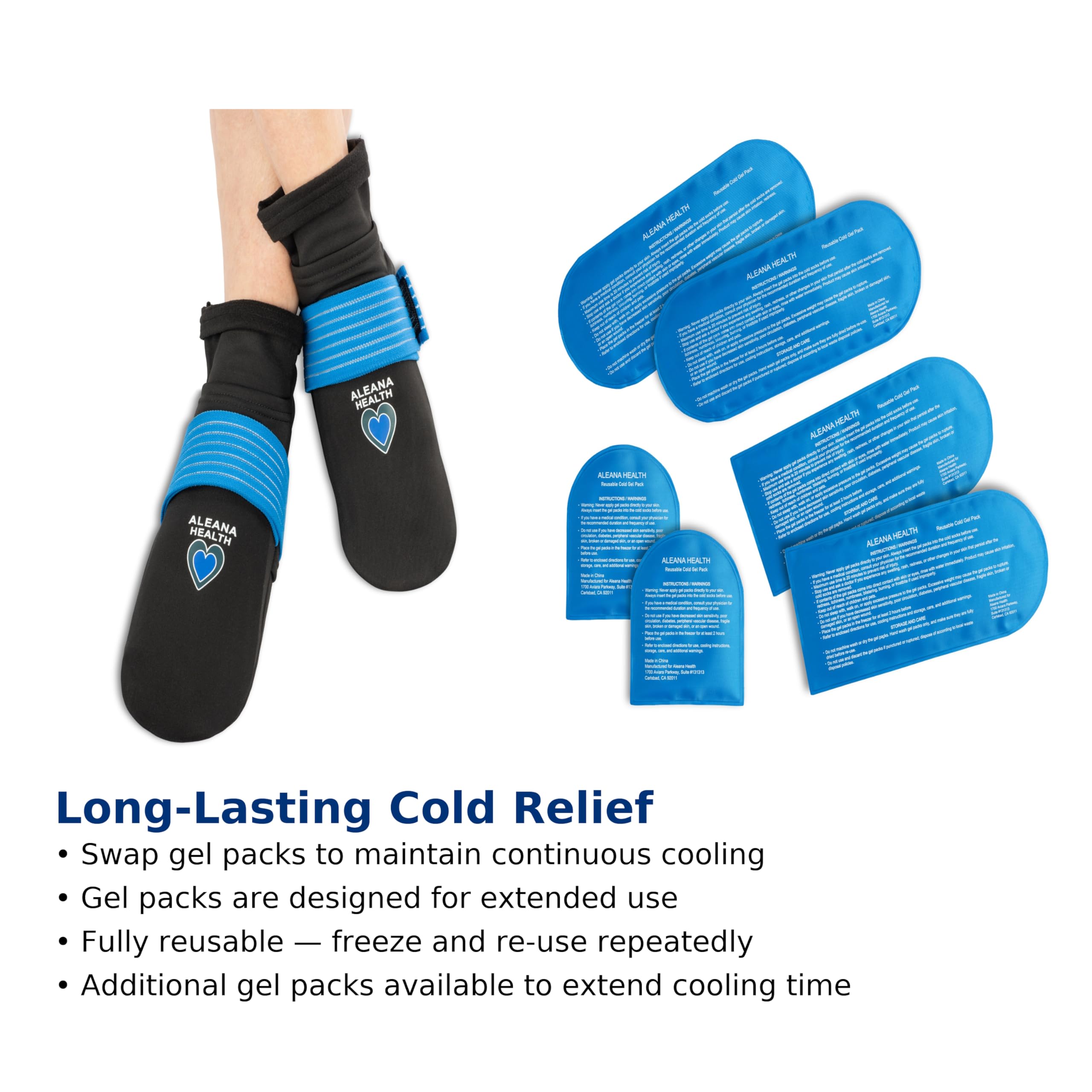 Adjustable strap on Aleana Health socks to secure fit during cooling therapy.