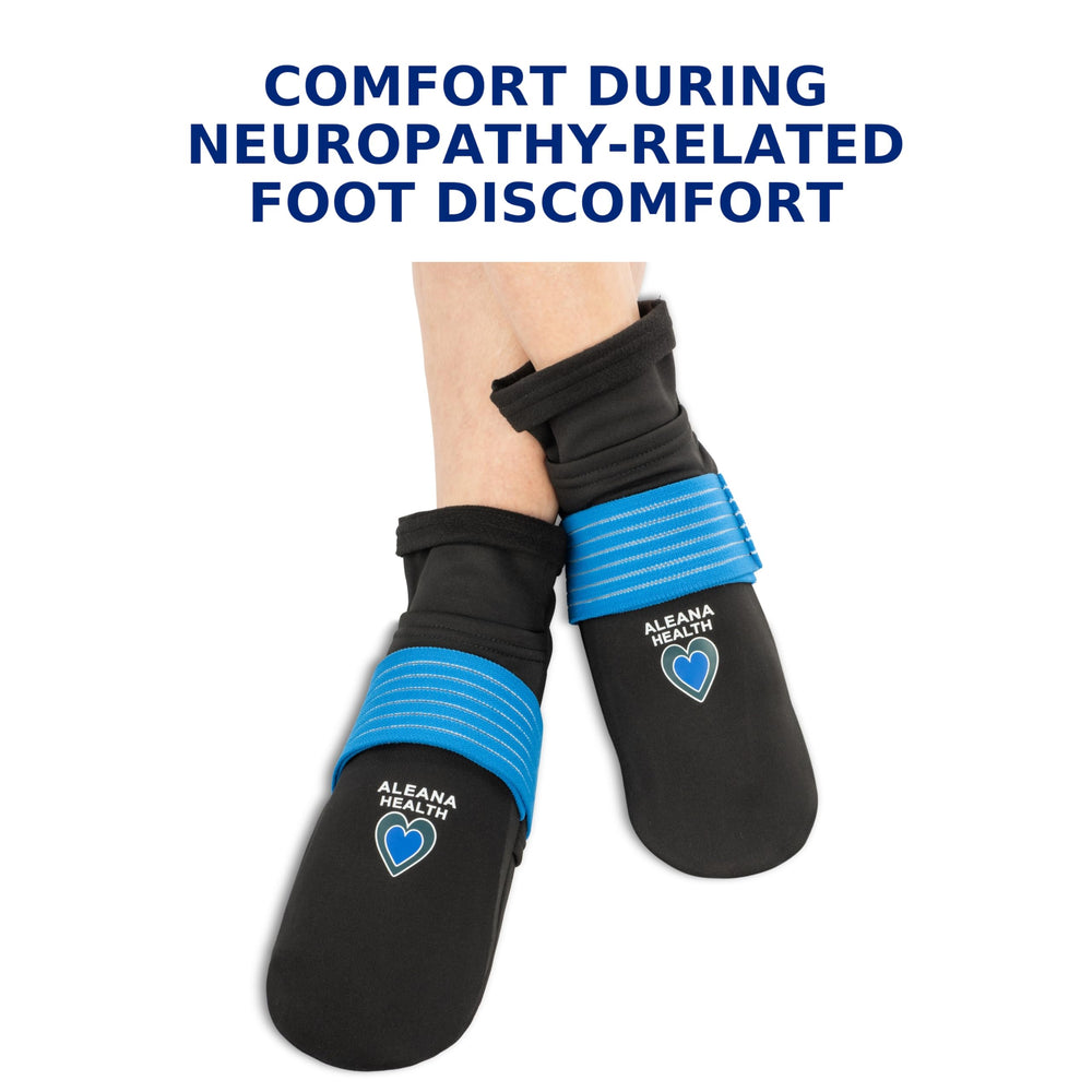 Aleana Health socks with tension strap show adjustable fit for customized cold intensity.