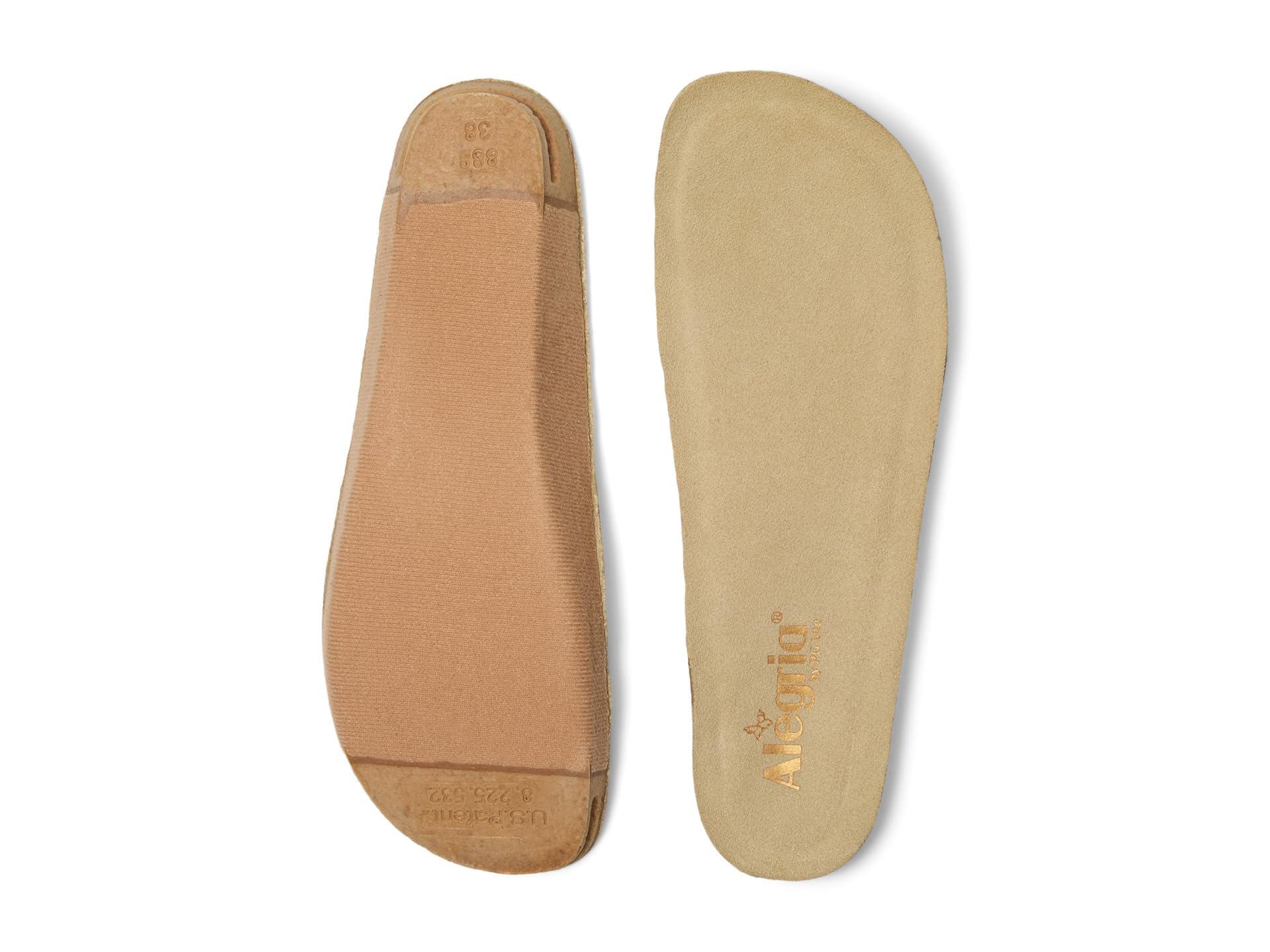Alegria by PG Lite replacement insole in tan with memory foam and cork for arch support.