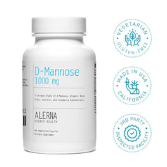Alerna Kidney Health D-Mannose 1000mg 3-pack packaging display.