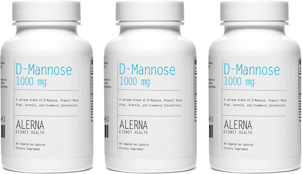 Alerna Kidney Health D-Mannose 1000mg bottle front view for daily urinary support.