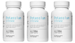Alerna Kidney Health Potassium Citrate 99 mg bottle front promotes electrolyte balance for daily wellness.