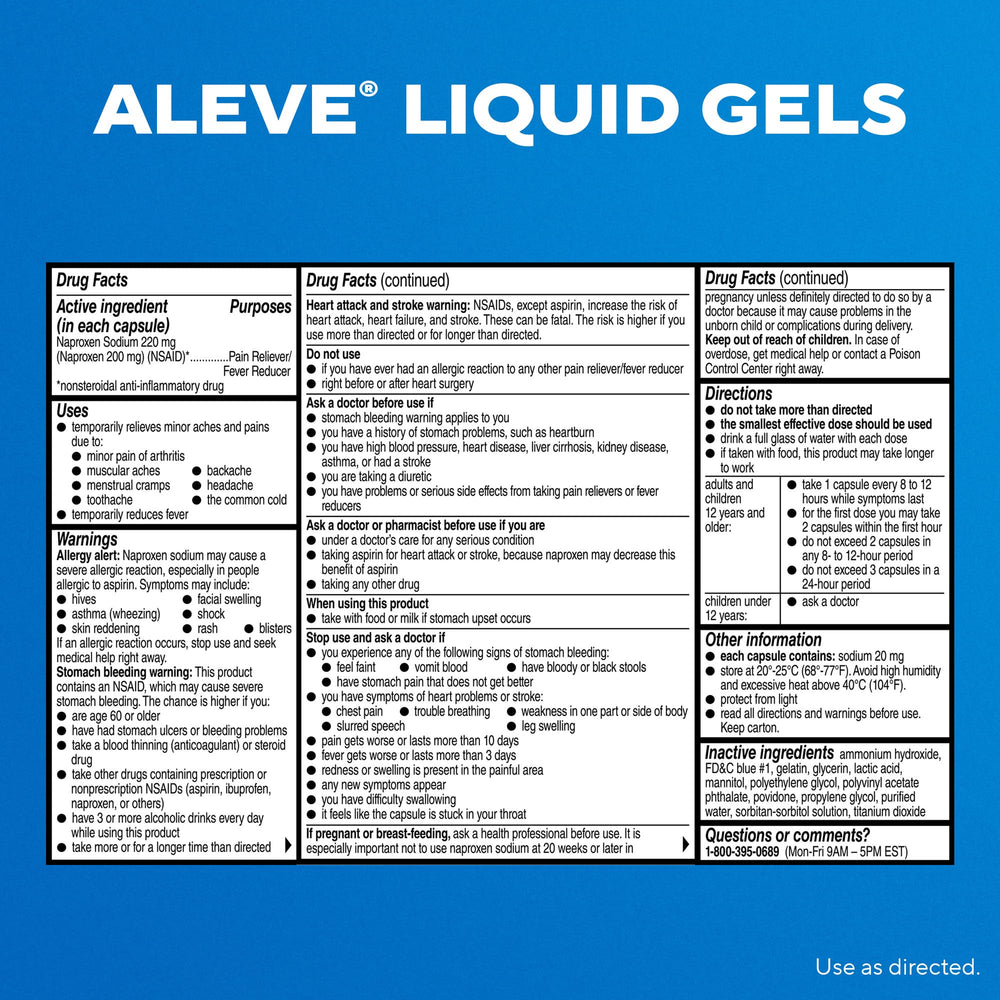 Hand holding Aleve bottle indicating immediate pain relief on the go.