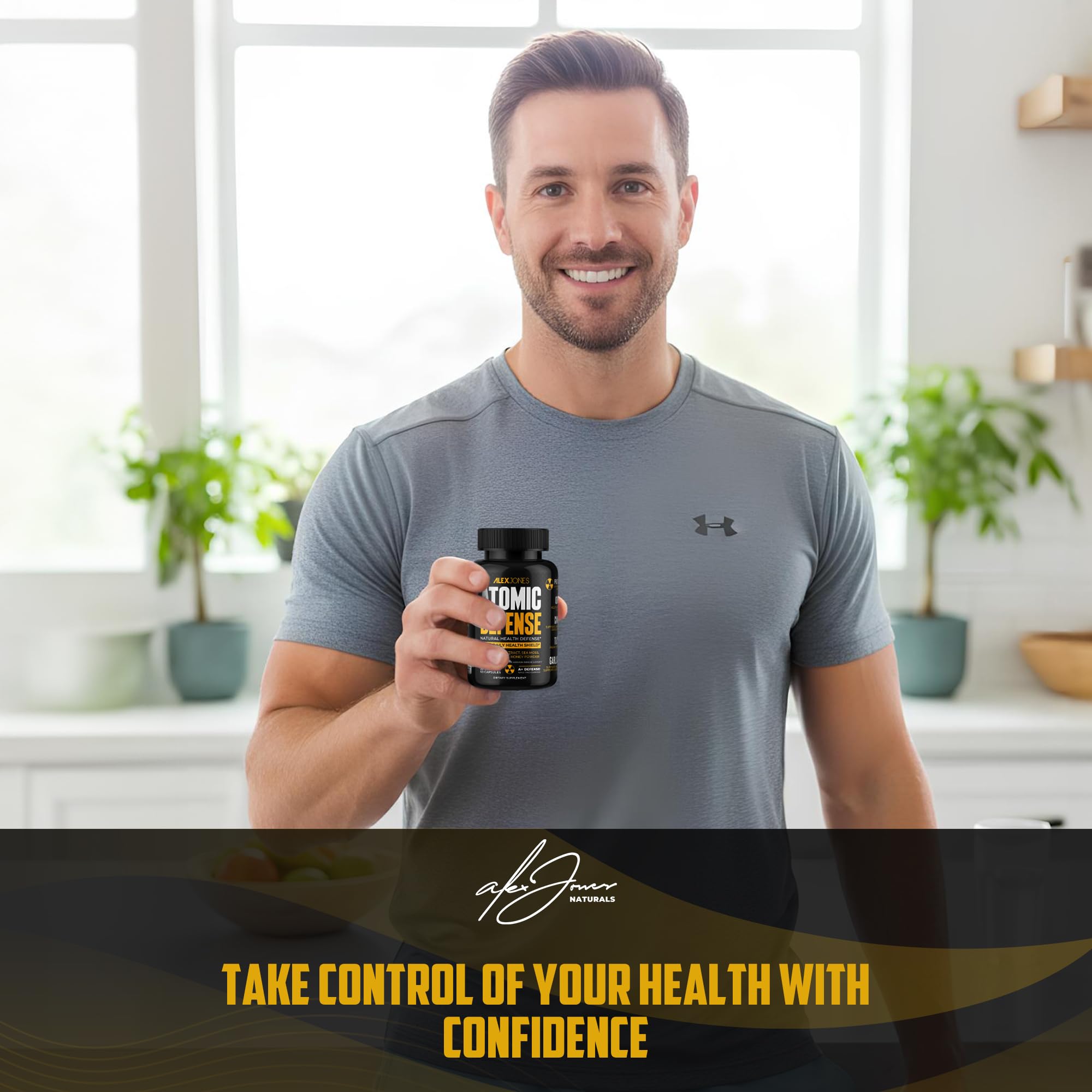 Alex Jones Naturals Atomic Defense bottle front demonstrates packaging and brand appeal.