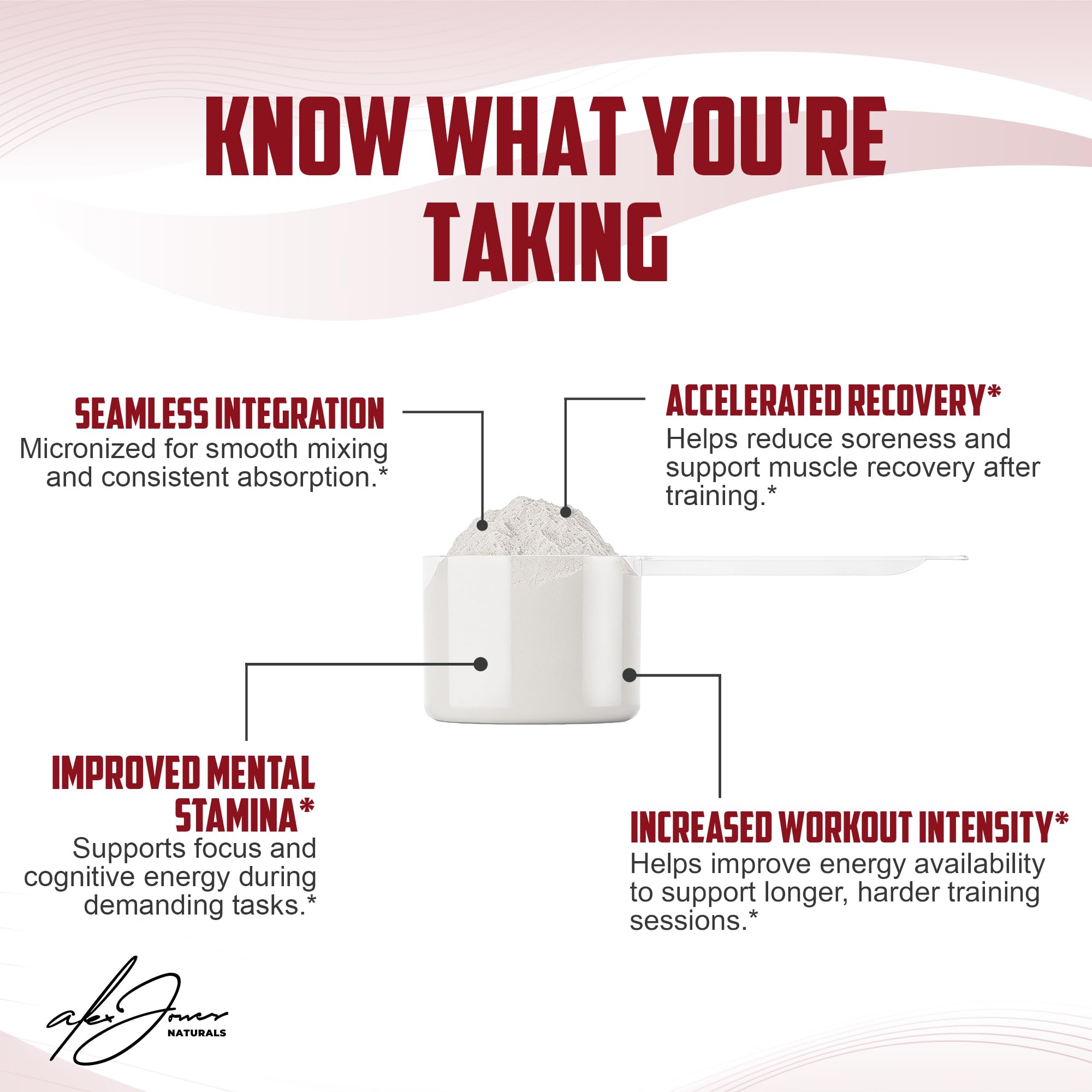 Unflavored creatine powder label shown for versatile mixing options.