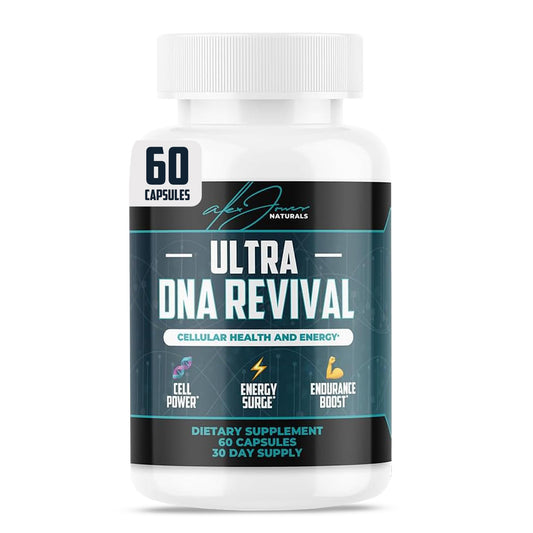 Alex Jones Naturals NAD+ Plus bottle label showcasing premium cellular wellness potential.