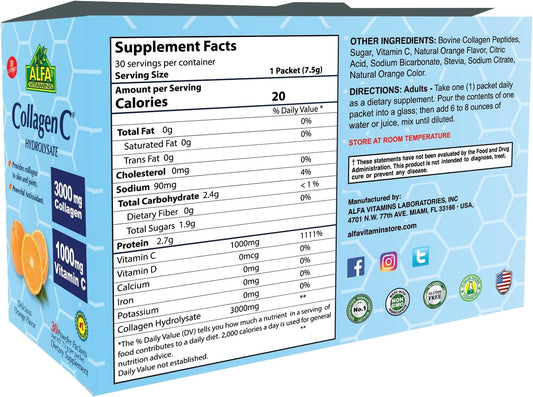 ALFA VITAMINS Collagen C Peptides mixed with water for a refreshing on-the-go drink
