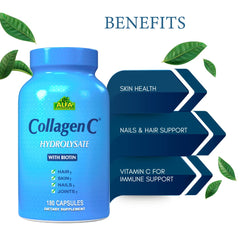 ALFA VITAMINS CollagenC bottle pour depicting daily routine and convenience