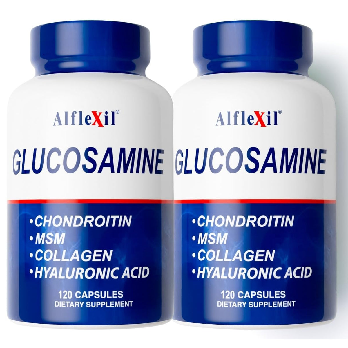 ALFLEXIL bottle front shows a 2-pack for convenient joint support.