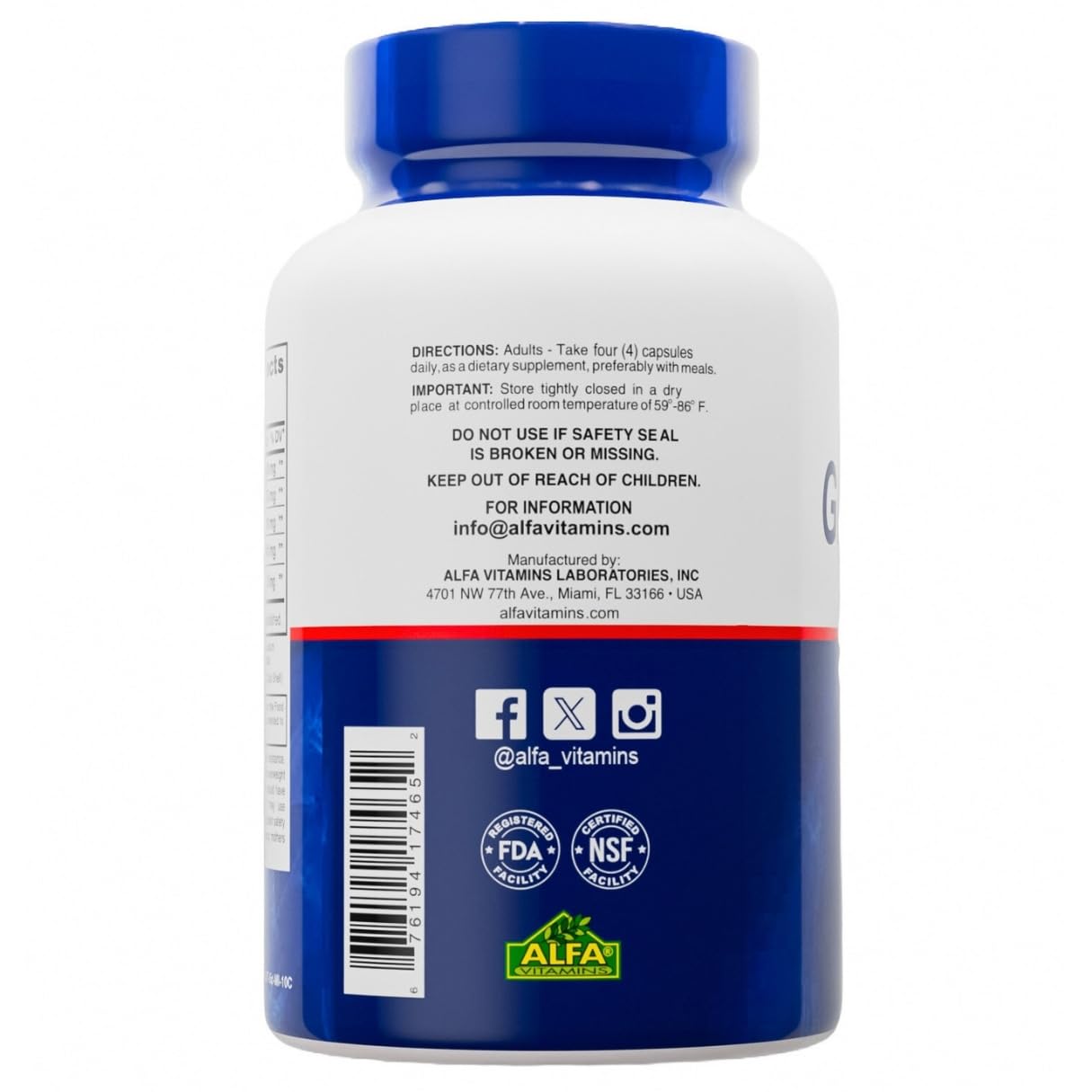 ALFLEXIL label showcases USA-made quality ingredients and manufacturing standards.