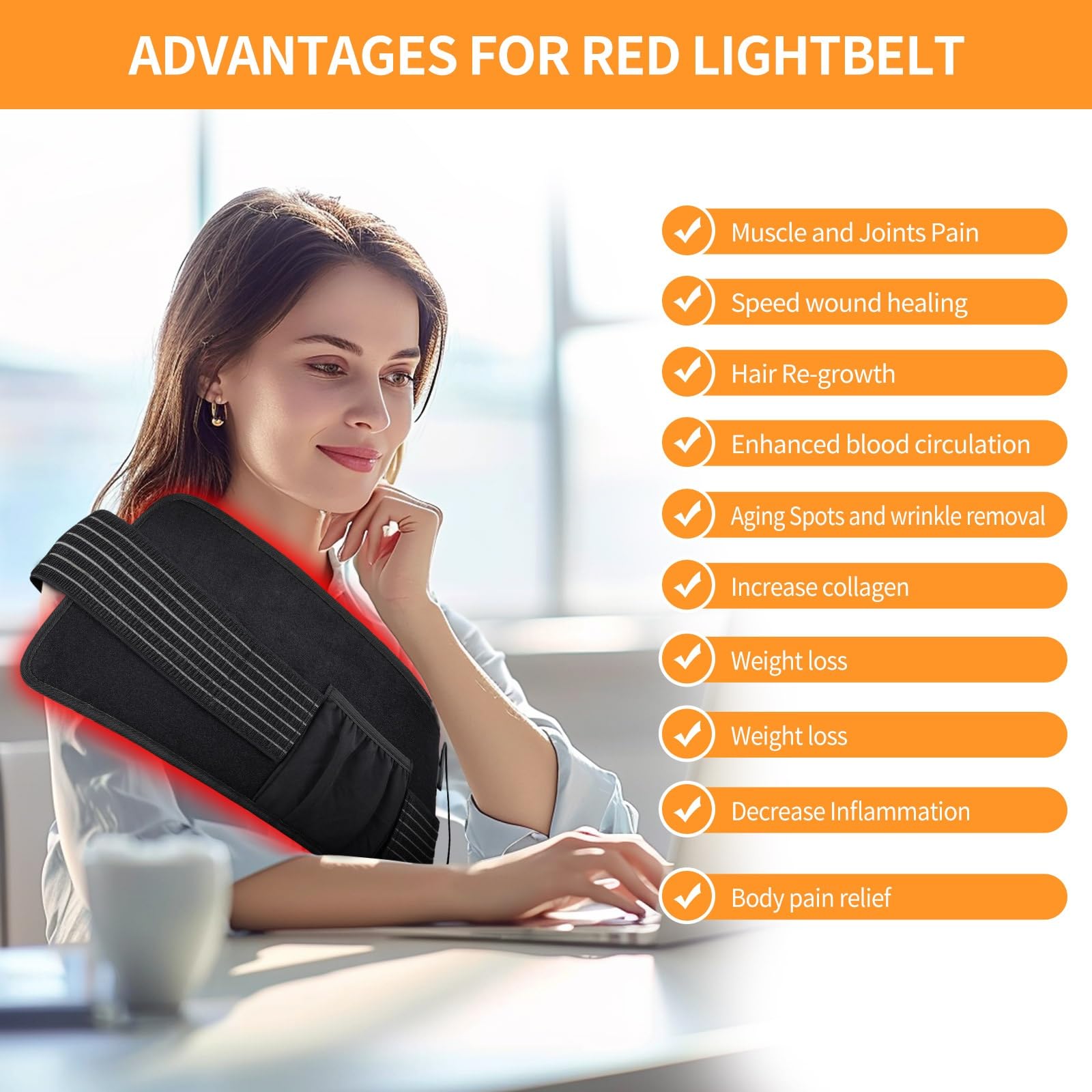 ALI SEA T60 waist-wrap highlights large treatment area for back relief